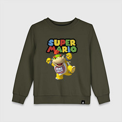 Свитшот хлопковый детский Bowser Junior Super Mario, цвет: хаки