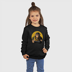 Свитшот хлопковый детский Обезьяна с золотой цепью, цвет: черный — фото 2