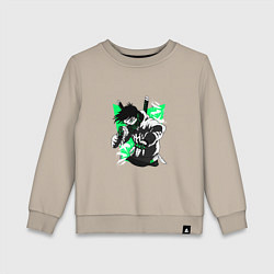 Свитшот хлопковый детский БЕССТРАШНЫЙ ВОИН С САМУРАЙСКИМИ МЕЧАМИ, цвет: миндальный