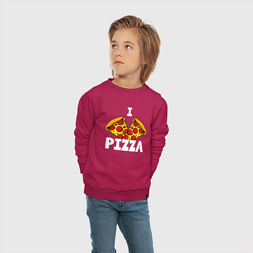 Детский свитшот Я люблю пиццу 2 слайса / Маджента – фото 4