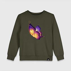 Свитшот хлопковый детский Красивая бабочка A very beautiful butterfly, цвет: хаки