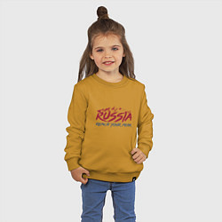 Свитшот хлопковый детский Россия - Будь на вершине, цвет: горчичный — фото 2
