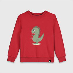Свитшот хлопковый детский Милый зеленый динозаврик, цвет: красный