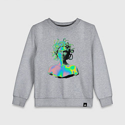 Свитшот хлопковый детский Gorgon Medusa Vaporwave Neon, цвет: меланж