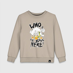 Свитшот хлопковый детский Утка босс, цвет: миндальный