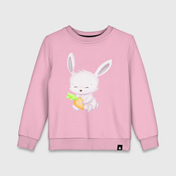 Свитшот хлопковый детский Милый Крольчонок С Морковкой, цвет: светло-розовый