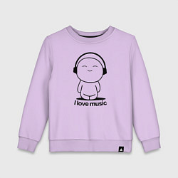 Свитшот хлопковый детский Я Люблю Музыку I love Music, цвет: лаванда