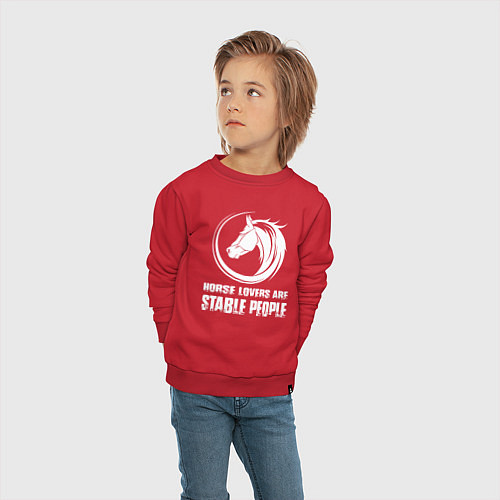 Детский свитшот Любители лошадей стойкие люди / Красный – фото 4