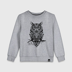Свитшот хлопковый детский Черная сова в узорах, цвет: меланж