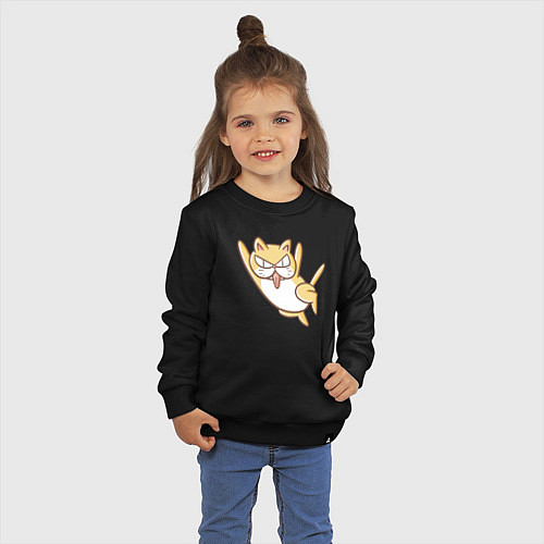 Детский свитшот Рыжий котик в прыжке / Черный – фото 3