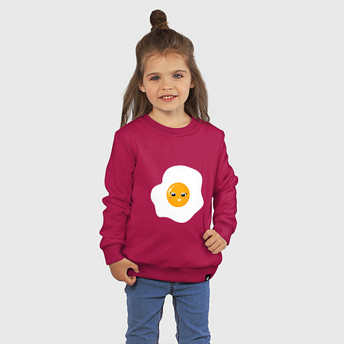 Детский свитшот Веселая яичница глазунья, завтрак с улыбкой / Маджента – фото 3