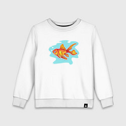 Свитшот хлопковый детский Золотая рыбка Подводный мир, цвет: белый