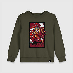Свитшот хлопковый детский ЛУФФИ 5 ЙОНКО ONE PIECE, цвет: хаки