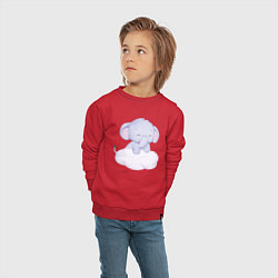 Свитшот хлопковый детский Милый Слонёнок Стоит На Облаке, цвет: красный — фото 2