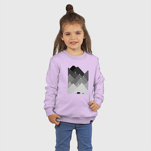 Детский свитшот Медведь и треугольные горы / Лаванда – фото 3