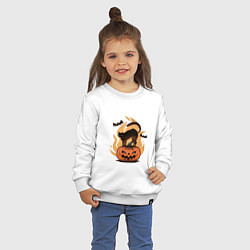 Свитшот хлопковый детский CAT ON A PUMPKIN, цвет: белый — фото 2