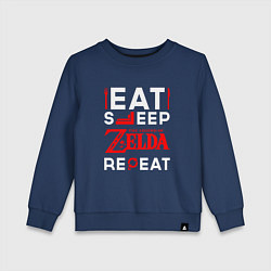 Свитшот хлопковый детский Надпись Eat Sleep Zelda Repeat, цвет: тёмно-синий
