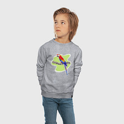 Свитшот хлопковый детский Попугаи Ара Птицы, цвет: меланж — фото 2