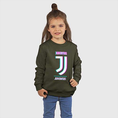 Детский свитшот Juventus FC в стиле Glitch / Хаки – фото 3