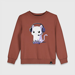 Свитшот хлопковый детский Котёнок игроман The kitten is a gambler, цвет: кирпичный