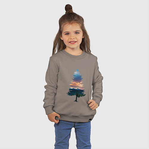 Детский свитшот Лес в ёлке / Утренний латте – фото 3