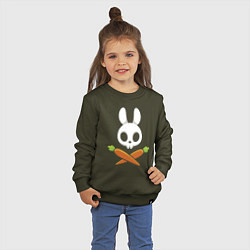 Свитшот хлопковый детский Череп кролика с двумя морковками, цвет: хаки — фото 2