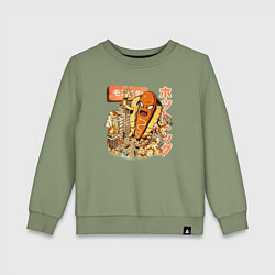 Свитшот хлопковый детский Хотдожный монстр, цвет: авокадо