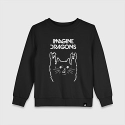 Свитшот хлопковый детский Imagine Dragons Рок кот, цвет: черный