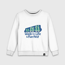 Свитшот хлопковый детский WALK FOR LIFE FUN FEST, цвет: белый