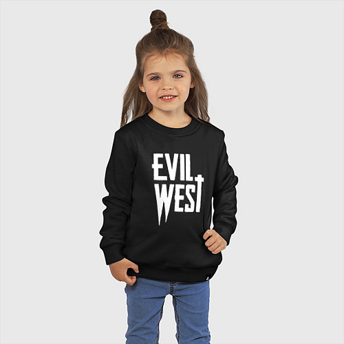 Детский свитшот Evil west logo / Черный – фото 3