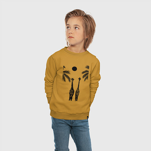 Детский свитшот Жирафы и пальмы / Горчичный – фото 4