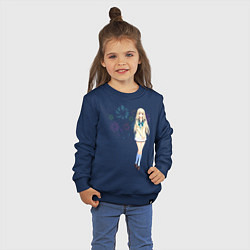 Свитшот хлопковый детский Девушка и фейверк, цвет: тёмно-синий — фото 2