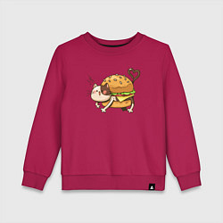 Свитшот хлопковый детский Кот - гамбургер, цвет: маджента