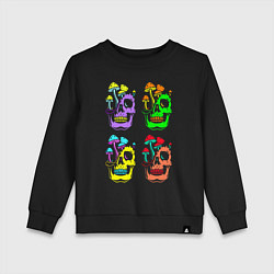 Свитшот хлопковый детский Skulls Pop art, цвет: черный