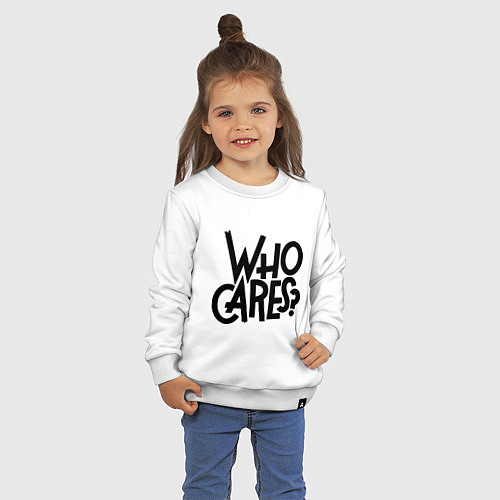 Детский свитшот Who cares? / Белый – фото 3
