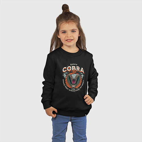 Детский свитшот Кобра Кай - логотип с Коброй Cobra Kai Logo / Черный – фото 3