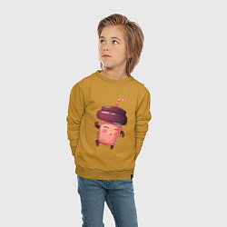 Свитшот хлопковый детский Веселый стаканчик с кофе, цвет: горчичный — фото 2