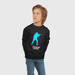 Свитшот хлопковый детский Символ Counter Strike в неоновых цветах, цвет: черный — фото 2