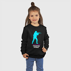 Свитшот хлопковый детский Символ Counter Strike в неоновых цветах, цвет: черный — фото 2