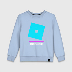 Свитшот хлопковый детский Символ Roblox в неоновых цветах, цвет: мягкое небо