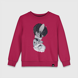 Свитшот хлопковый детский Фурри с кроликом, цвет: маджента