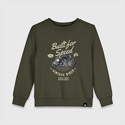 Свитшот хлопковый детский Vintage Moto, цвет: хаки