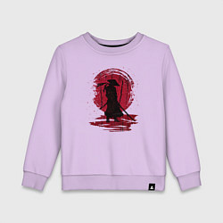 Свитшот хлопковый детский Самурай и красная луна, цвет: лаванда