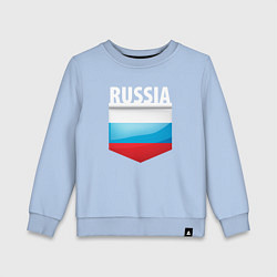 Свитшот хлопковый детский Russia Триколор России, цвет: мягкое небо