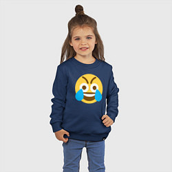 Свитшот хлопковый детский Сумасшедший смеющийся эмодзи-смайл, цвет: тёмно-синий — фото 2