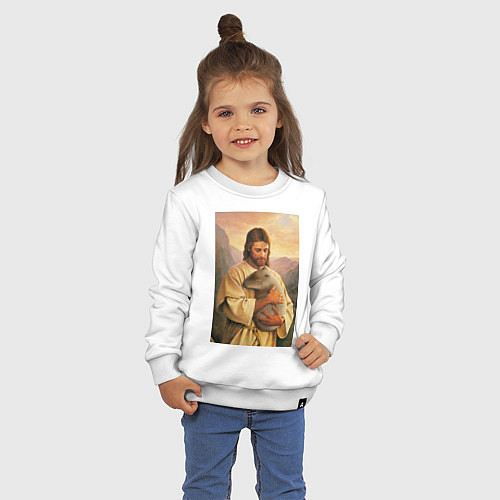 Детский свитшот Иисус и капибара / Белый – фото 3