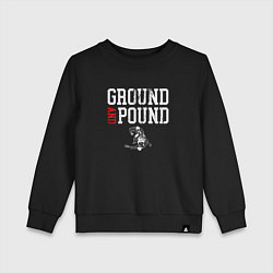 Свитшот хлопковый детский Ground And Pound Добивание ММА, цвет: черный