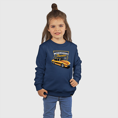 Детский свитшот Желтый гоночный ретро-автомобиль / Тёмно-синий – фото 3