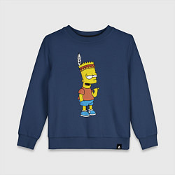 Свитшот хлопковый детский Барт Симпсон - индеец, цвет: тёмно-синий