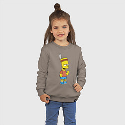 Свитшот хлопковый детский Барт Симпсон - индеец, цвет: утренний латте — фото 2